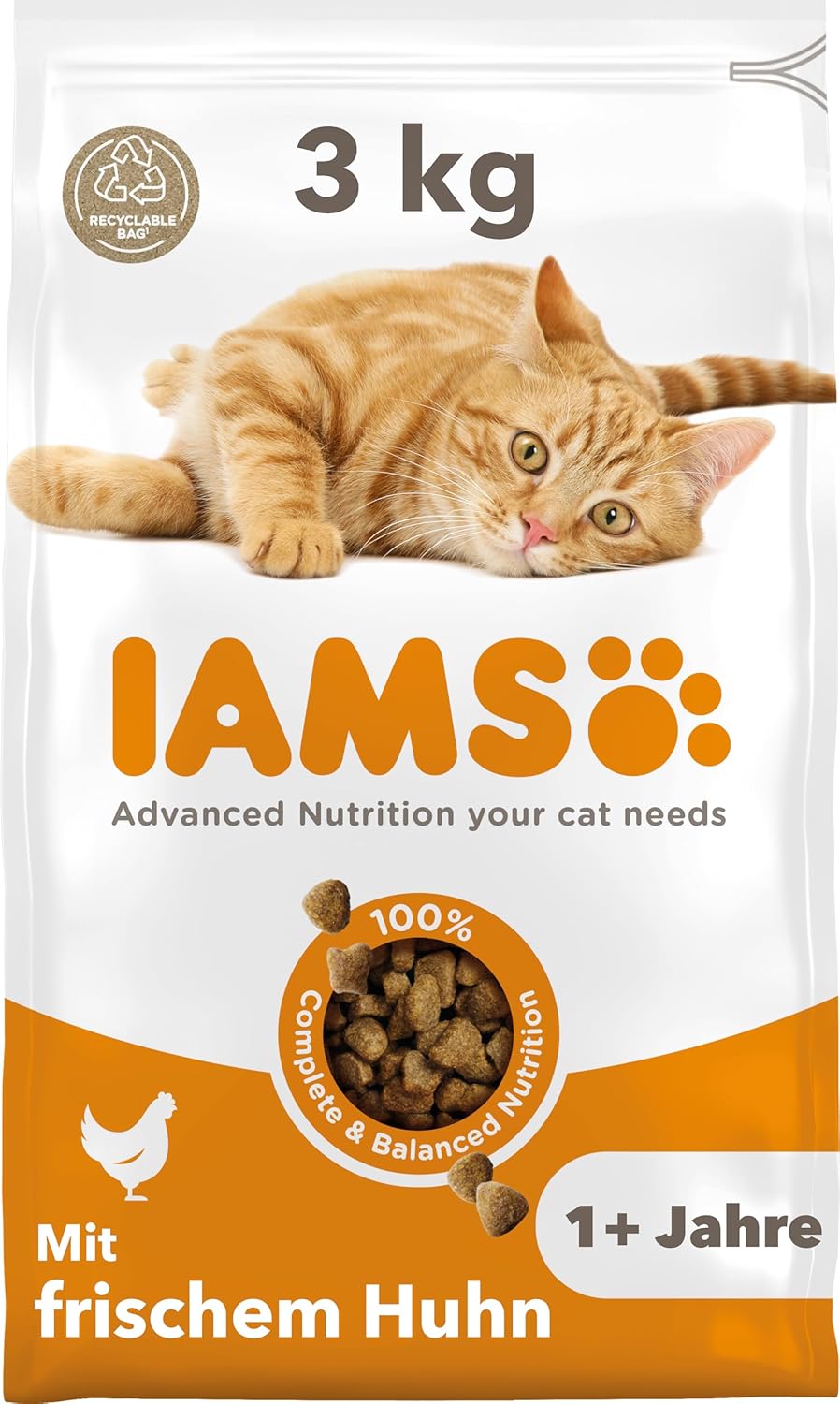 iams katzenfutter trocken mit huhn trockenfutter für katzen im alter von 1 6 jahren, 3 kg iams katzenfutter trocken mit huhn trockenfutter für katzen im alter von 1 6 jahren, 3 kg